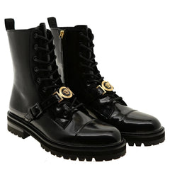 Versace Medusa Black Brushed Leather Boots
