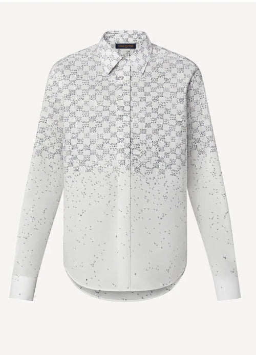 White shirt with subtle pattern on a white background
