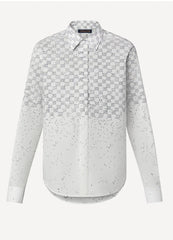 White shirt with subtle pattern on a white background