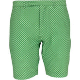 Green patterned shorts on a white background