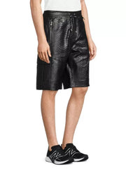 Balmain Snakeskin Leather Shorts