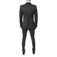 Black and white striped suit on a white background