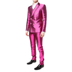 Magenta suit with matching vest and pants on a white background.