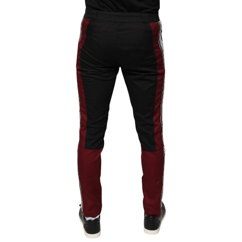 Black and red pants on a white background