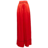 Alexander McQueen Women's Red Silk Wide Leg Pants