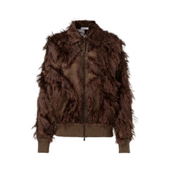 Brunello Cuciinelli Women's Brown Feather-Trimmed Jacket