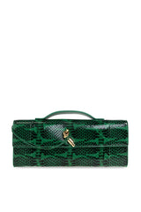 Bottega Veneta Andiamo Green Embossed Leather Top Handle Clutch