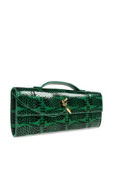 Bottega Veneta Andiamo Green Embossed Leather Top Handle Clutch