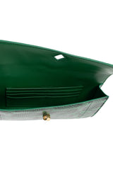 Bottega Veneta Andiamo Green Embossed Leather Top Handle Clutch