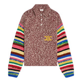 CELINE Men's Bordeaux Mouline Cotton Polo Sweater - NWT