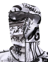 Dolce & Gabbana DG White Jersey Graffiti Print Balaclava Hoodie Sweater