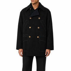 DOLCE & GABBANA Men's Double Breasted Virgin Wool Pea Coat