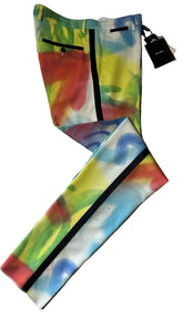 Colorful leggings with a pattern on a white background