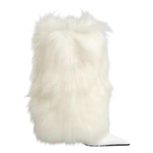 White fur rug on a white background