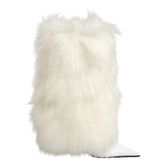 White fur rug on a white background