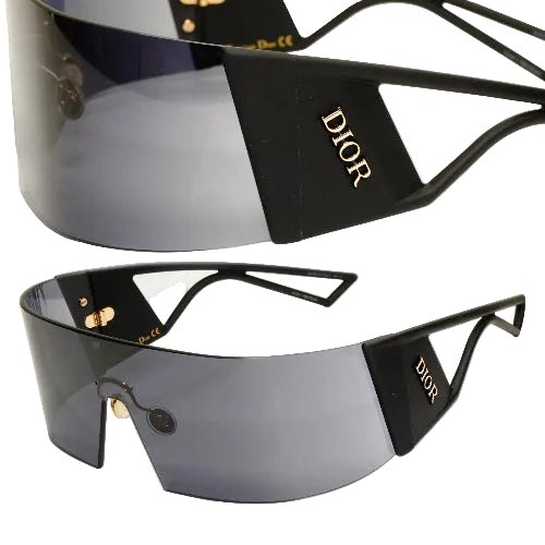 Pair of sunglasses with a brand logo on a white background