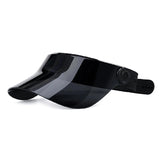 Black visor with gray stripes on a white background