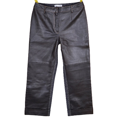 Black leather pants on a white background