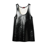 Black patterned tank top on a white background