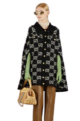 Gucci GG Cotton Jacquard Pattern Cape Coat
