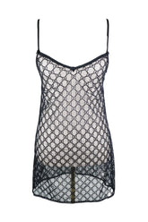 Gucci X Tom Ford 90s GG Monogram Sheer Lingerie Black Slip Dress