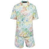 Floral pajama set with shorts on a light background