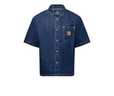 Louis Vuitton denim shirt on a website with product details and purchase options.