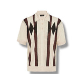 Striped shirt with a pattern on a plain background