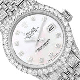 Rolex Datejust 26mm Diamond Pave Jubilee Band Diamond Bezel Pearl Dial Watch