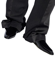 Black shoes and pants on a white background