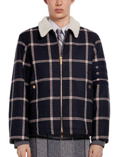 Thom Browne Men's Prince Of Wales Wool Twill Shearling Lined Jacket