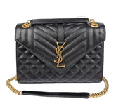 Saint Laurent Envelope Quilted Embossed Leather Bag