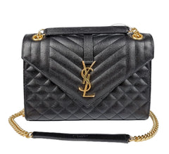 Saint Laurent Envelope Quilted Embossed Leather Bag