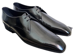 Black dress shoes on a white background