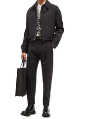 Alexander MCQUEEN Cropped Herringbone-Tweed Wool Jacket Grey
