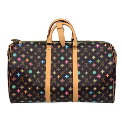 Travel bag with multicolor pattern on a black background