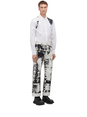 Alexander McQueen Harness Print Shirt – White/Black, Size 16, Made in Italy
