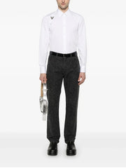 Alexander McQueen Men's Harness Buckle Poplin Shirt White Cotton
