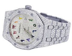 Audemars Piguet Royal Oak 41MM Steel VS Rainbow Dial 33.0 Ct Diamond Watch