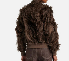 Brunello Cuciinelli Women's Brown Feather-Trimmed Jacket