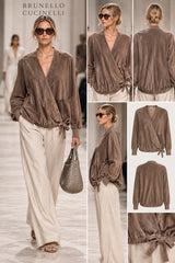 Brunello Cucinelli Women's Suede Wrap Around Jacket