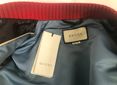 Gucci ‘Biddenden Road’ Crackled Goat Leather Web Bomber Jacket