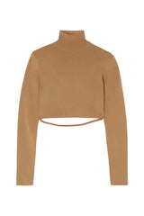 Brown turtleneck sweater on a white background