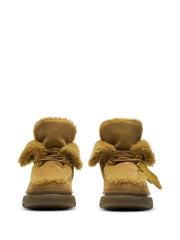 BURBERRY Men's Beige Suede Shearling Boots
