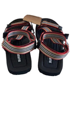 Burberry sandals with a branded box and dust bag on a white surface