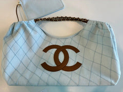 Chanel CC Coco Cabas Beach Tote Hobo Denim Shoulder Bag