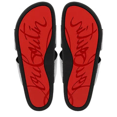 Red insole with black border and 'Christian Louboutin' branding on a white background