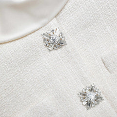 Self Portrait Cream Boucle Collared Mini Dress