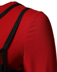 Dolce & Gabbana Black/Red Contrasting Bra Cady Midi Dress