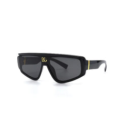 Black sunglasses with a reflective surface on a white background